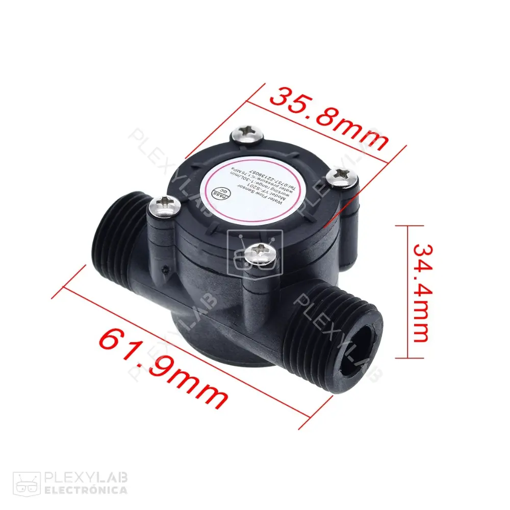 Sensor de flujo de agua DC de rango de 5 a 18V, Medidor de flujo Hall Sensor de flujo Control de agua Interruptor de sensor de flujo de líquido de rango de 1 a 30L/min 2.0MPa YF-S201 de 1/2"_004