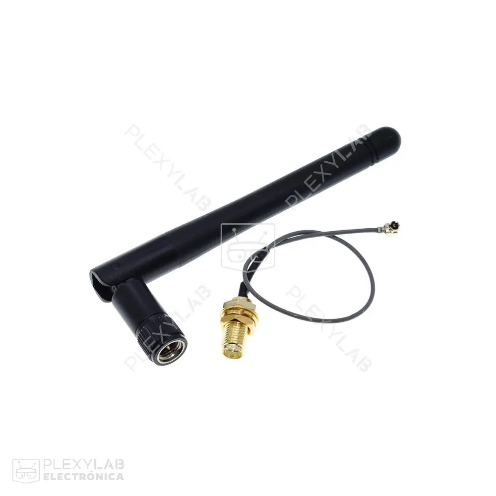 Antena WiFi de 2.4 GHz 3 dBi con cable u.fL IPX a RP SMA