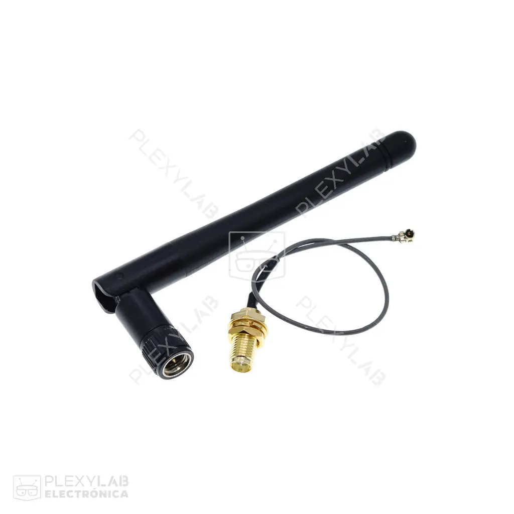 Antena WiFi de 2.4 GHz 3 dBi con cable u.fL IPX a RP SMA