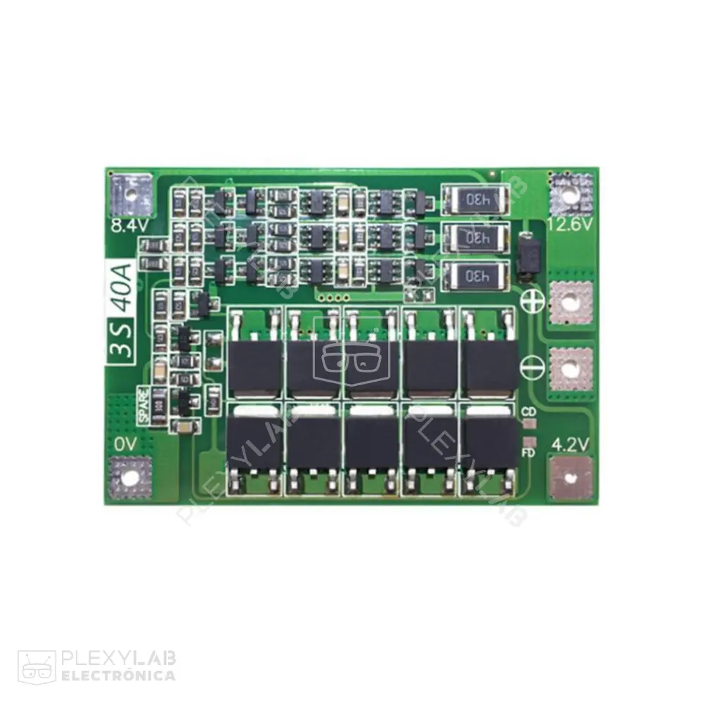 Módulo BMS balanceador y protección de baterías de litio de 3 celdas 3S 40A