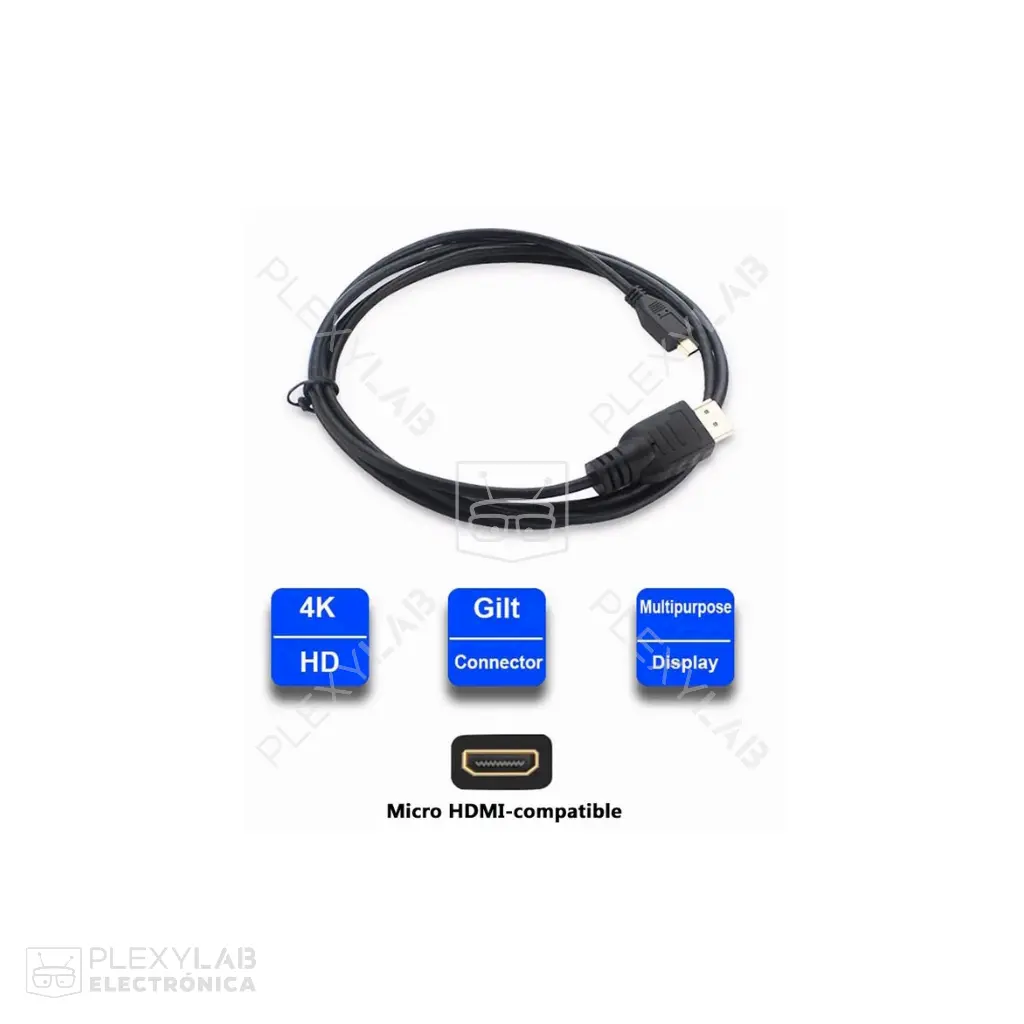 Cable micro HDMI a HDMI 4K de longitud 1.5 metros para Raspberry Pi 4/5