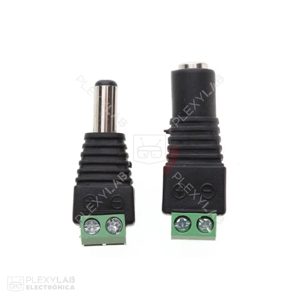 Par de bornera conector DC 5.5x2.1 mm Plug y Jack Macho y Hembra de alimentación