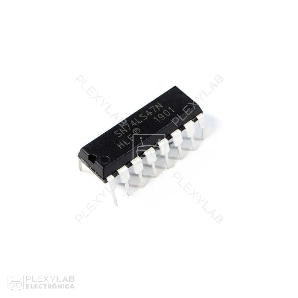 Circuito integrado 74LS47 Decodificador y Controlador BCD a 7 segmentos