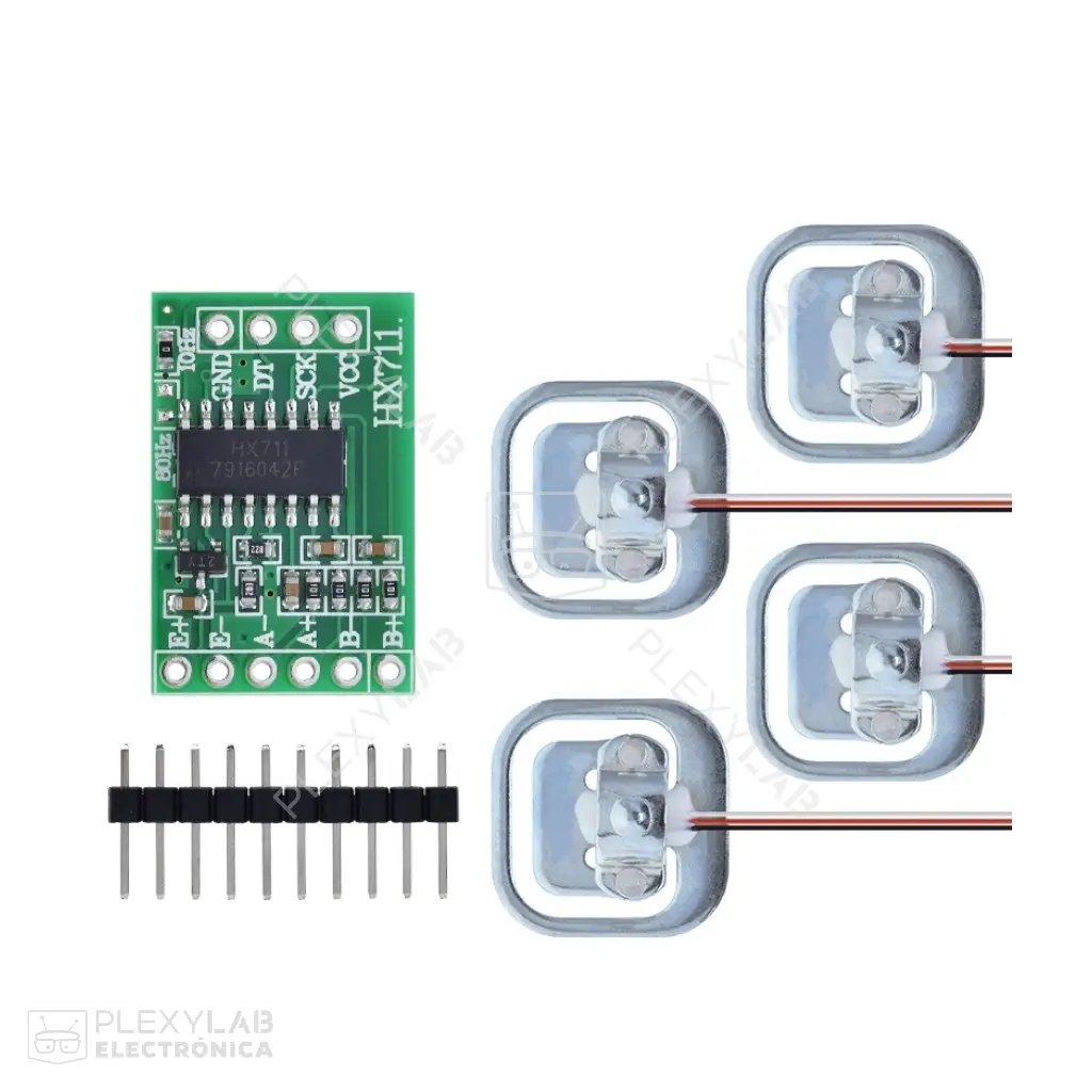 Kit sensor de peso con módulo HX711 y 4 celdas de carga de 50 Kg