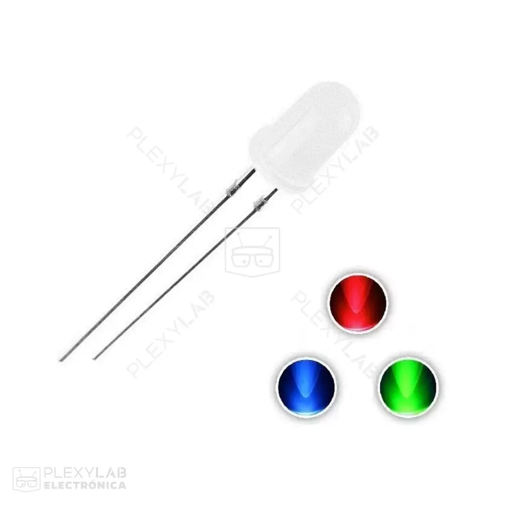 LED multicolor RGB de 5 mm intermitente difuso de 2 pines