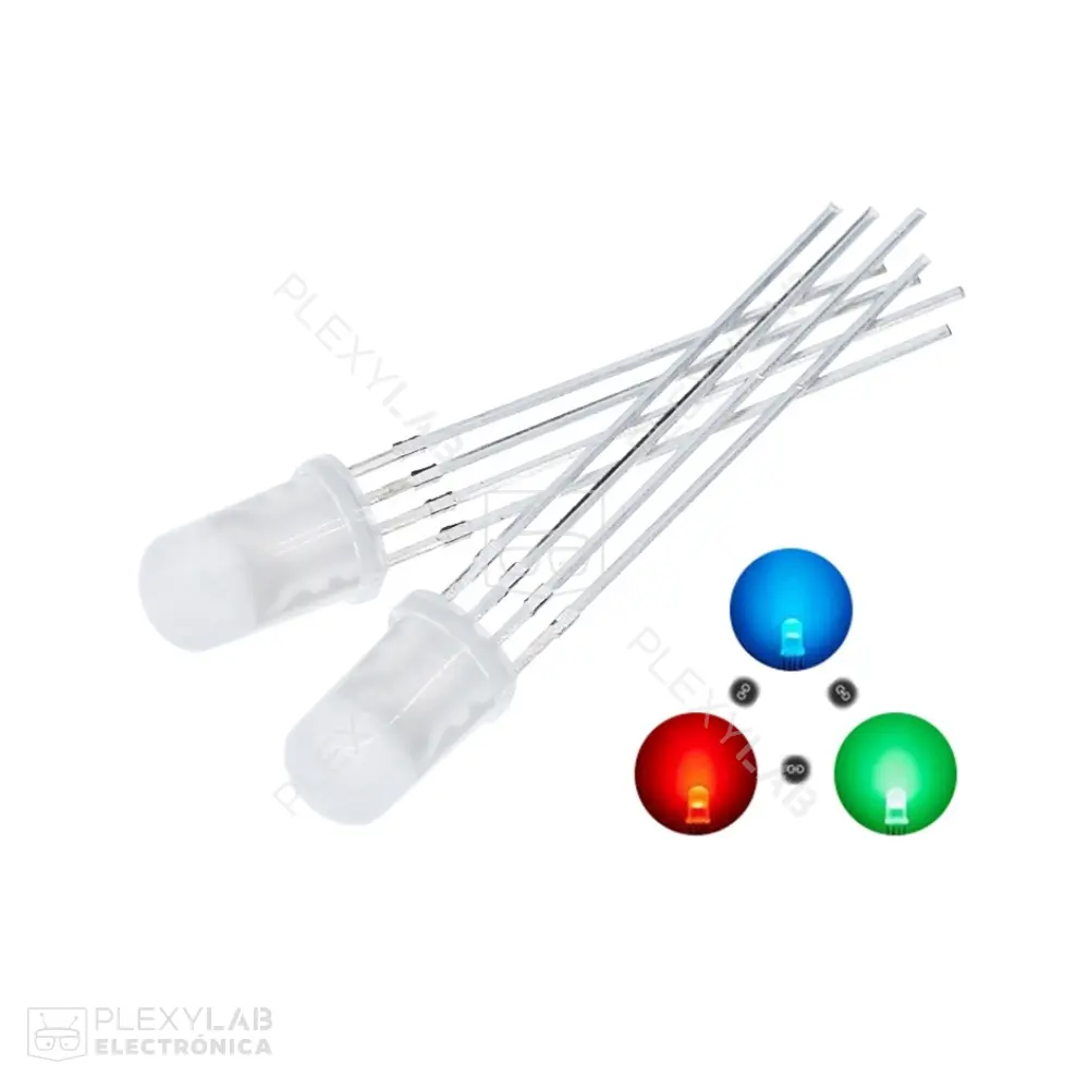LED RGB de 5 mm difuso, cátodo común