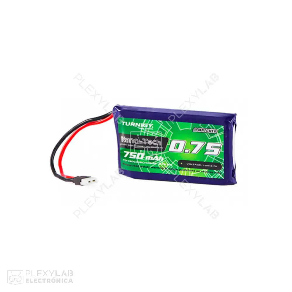 Batería de litio Lipo 1S 70-150C de 750mAh Turnigy Nano-Tech de 3.7V 1 celda