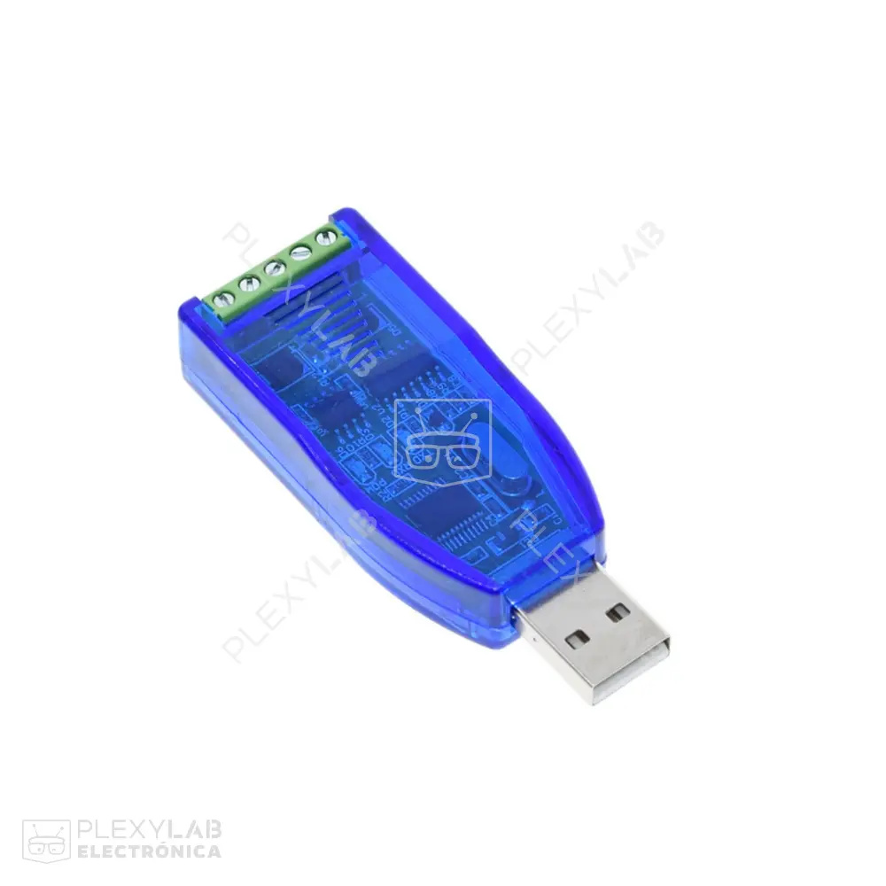 Convertidor industrial USB a RS485 con driver CH340 carcasa azul, compatible con Arduino