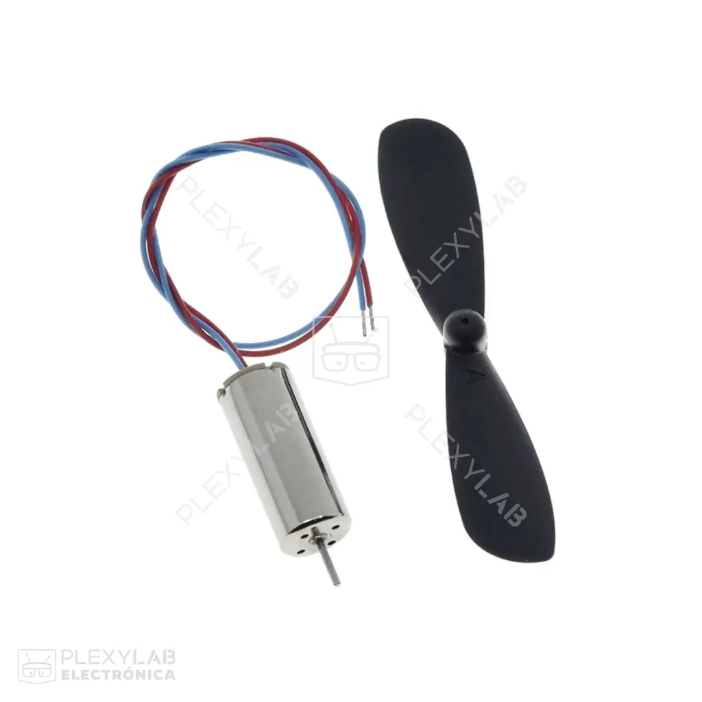 Mini motor DC de 7x16 mm sin núcleo con hélice para drone