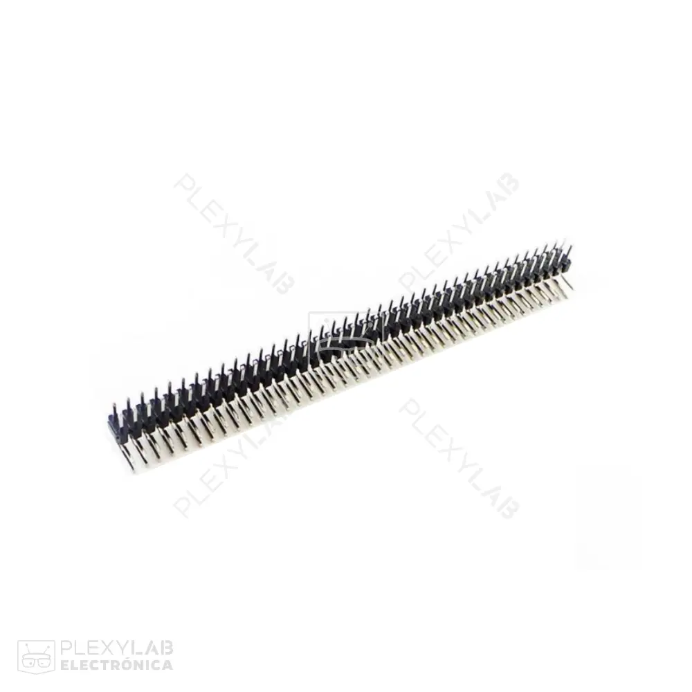Peineta header macho doble en L, 90°, 2X40 pines, separación 2.54 mm