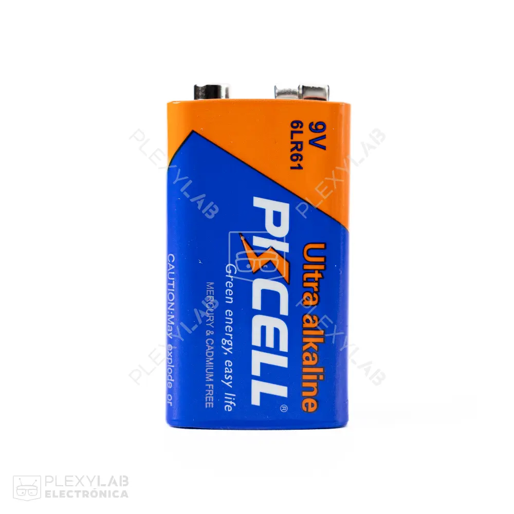 Batería de 9V marca PKCELL modelo 6LR61 ultra alcalina