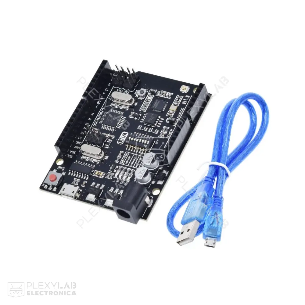 Arduino UNO R3 WiFi con chip ATmega328P SMD, ESP8266 y driver CH340, incluye cable