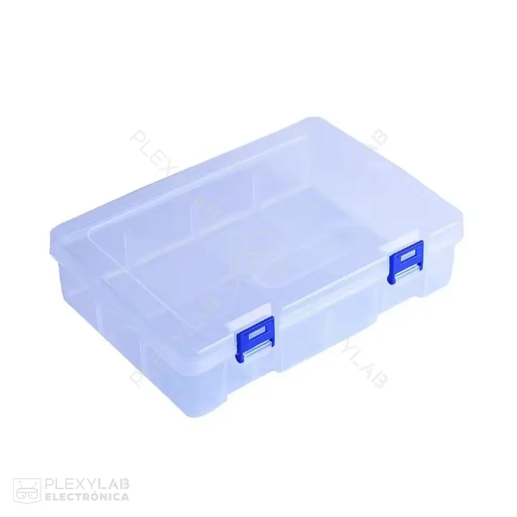 Caja plástica, organizador de 2 niveles, para almacenamiento de componentes, dimensiones 230x160x60 mm