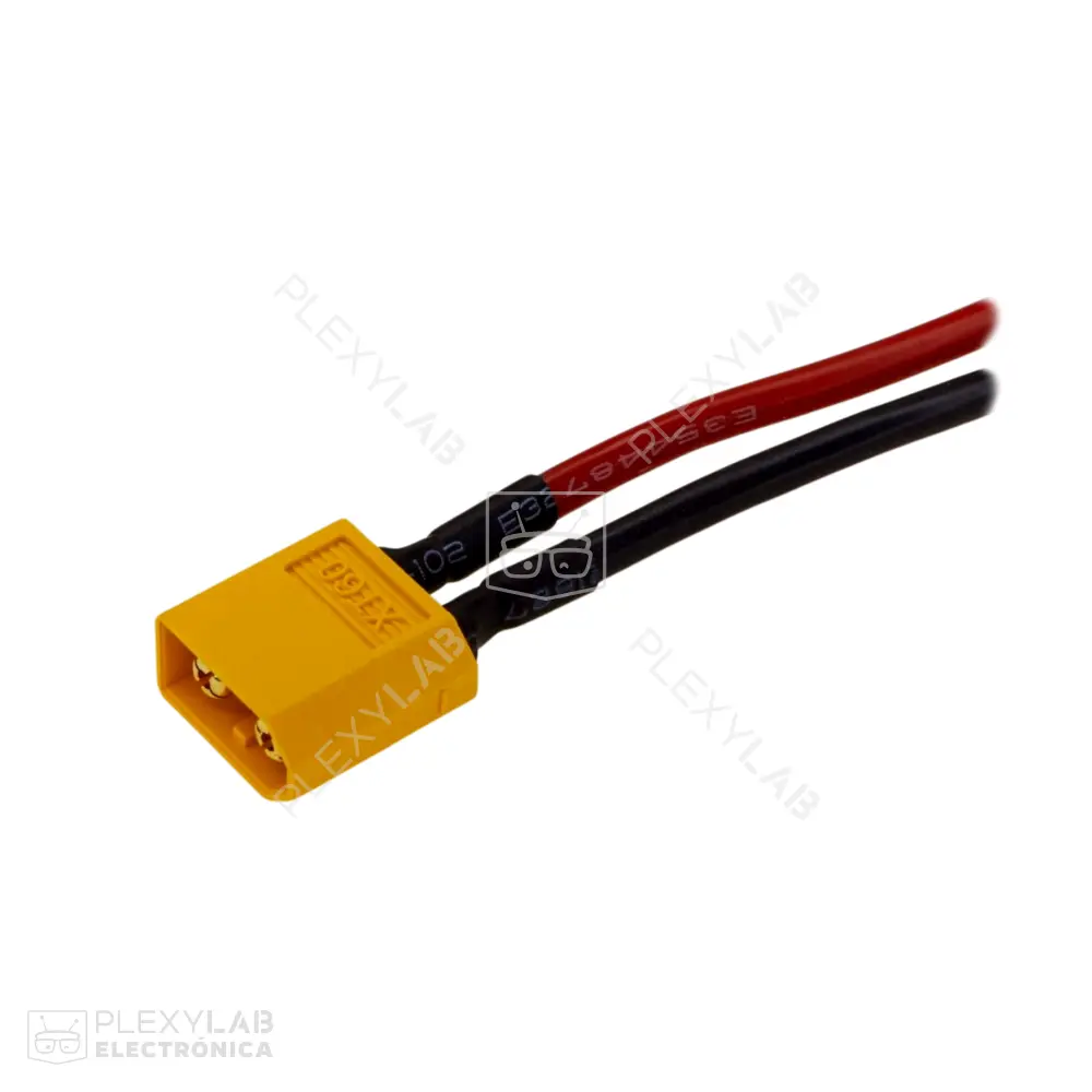 Cable con conector AMASS XT60U 2 pines, 20 A, aislante de silicona AWG 14, para baterías LiPo, longitud 10 cm