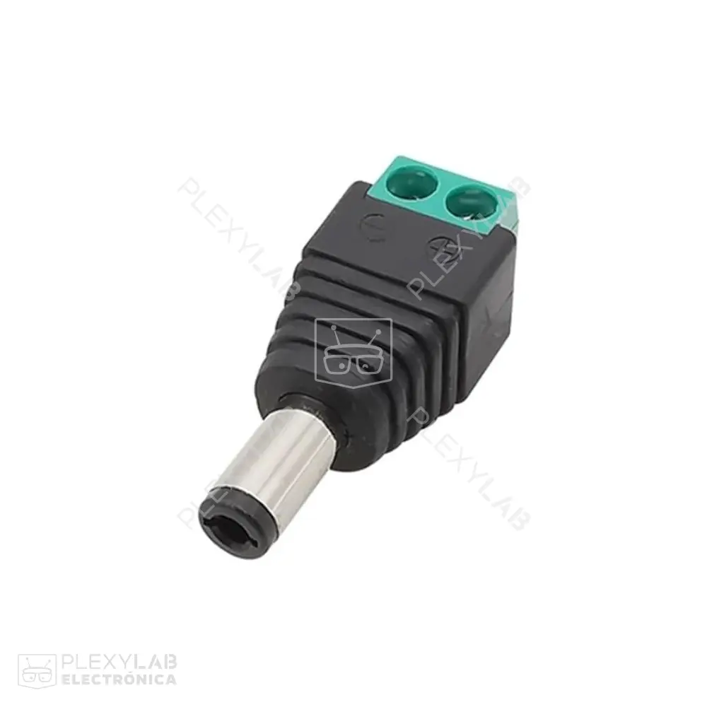 Bornera conector DC 5.5x2.5 mm plug macho de alimentación 