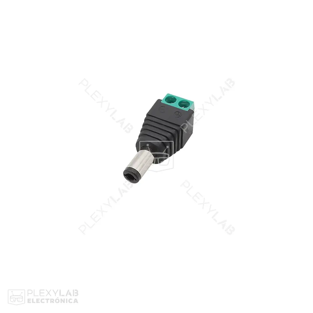 Bornera conector DC 5.5x2.5 mm plug macho de alimentación 