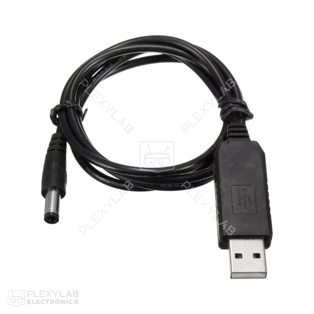 Cable USB con adaptador elevador step up de 5V a 12V Plug de 5.5x2.1 mm