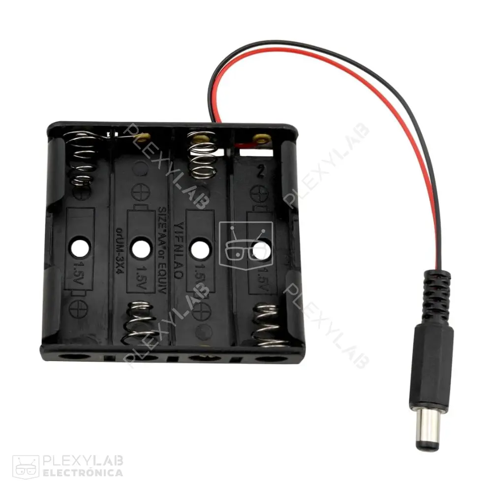 Caja porta pilas para pila AA con plug (4 pilas)