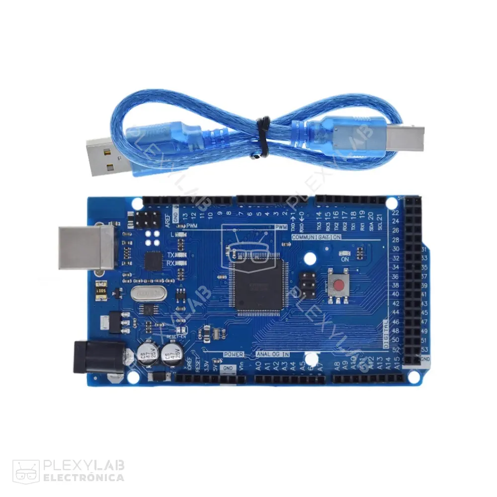 Arduino MEGA 2560 R3 con chip ATmega2560 y driver ATmega16U2 (Incluye cable)