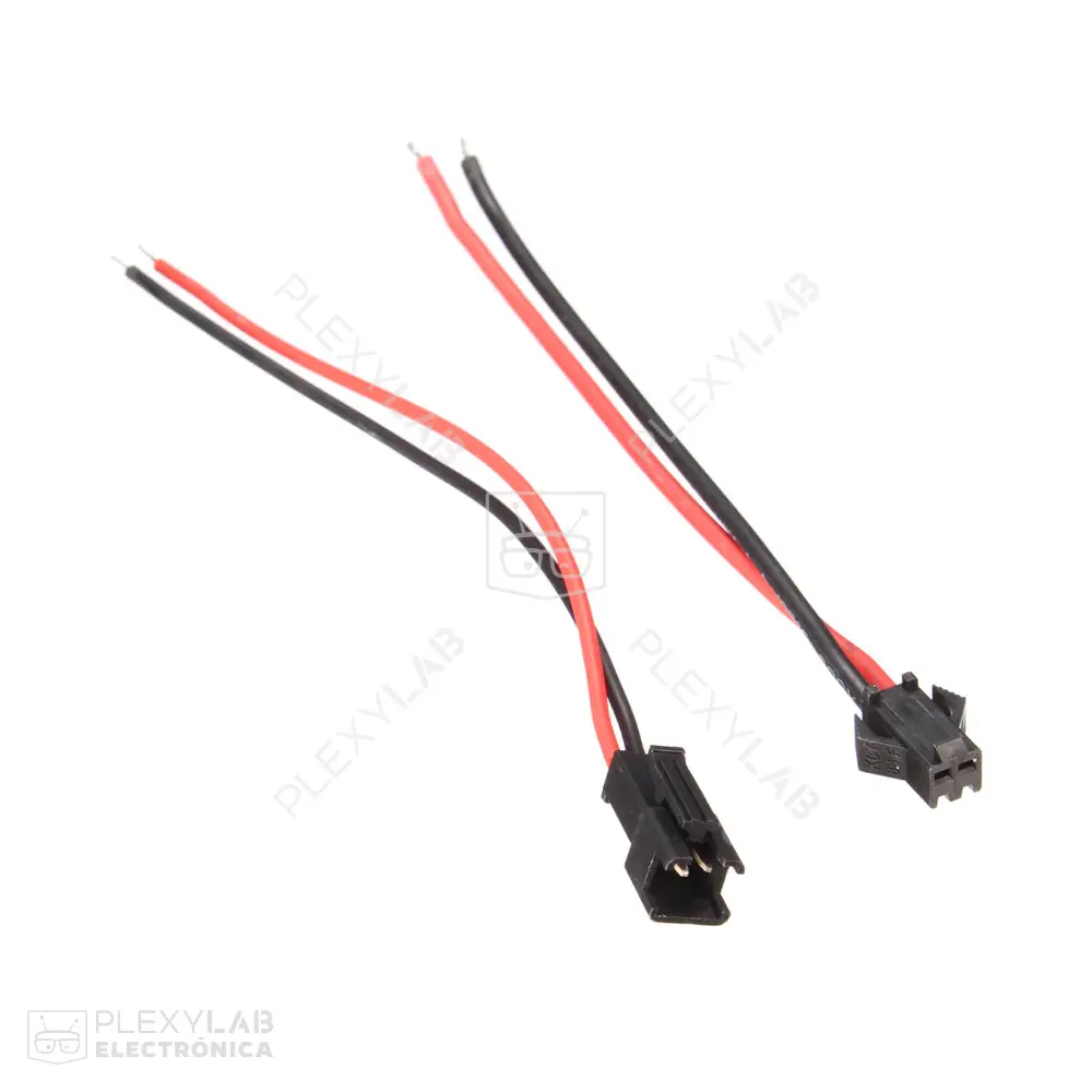 Par de cables con conector JST SM (SMP y SMR) de 2 pines, espaciado 2.5 mm, longitud 15 cm