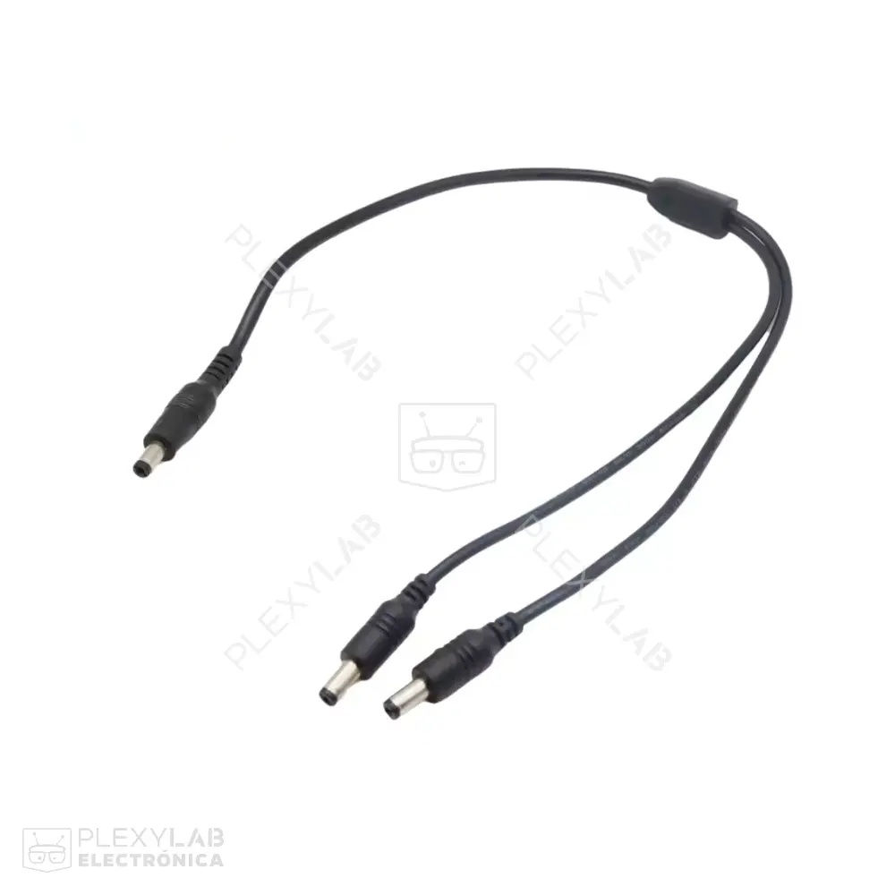 Cable divisor splitter de alimentación 1 a 2 conectores DC tipo Plug de 5.5x2.1 mm, conectores Macho-Macho