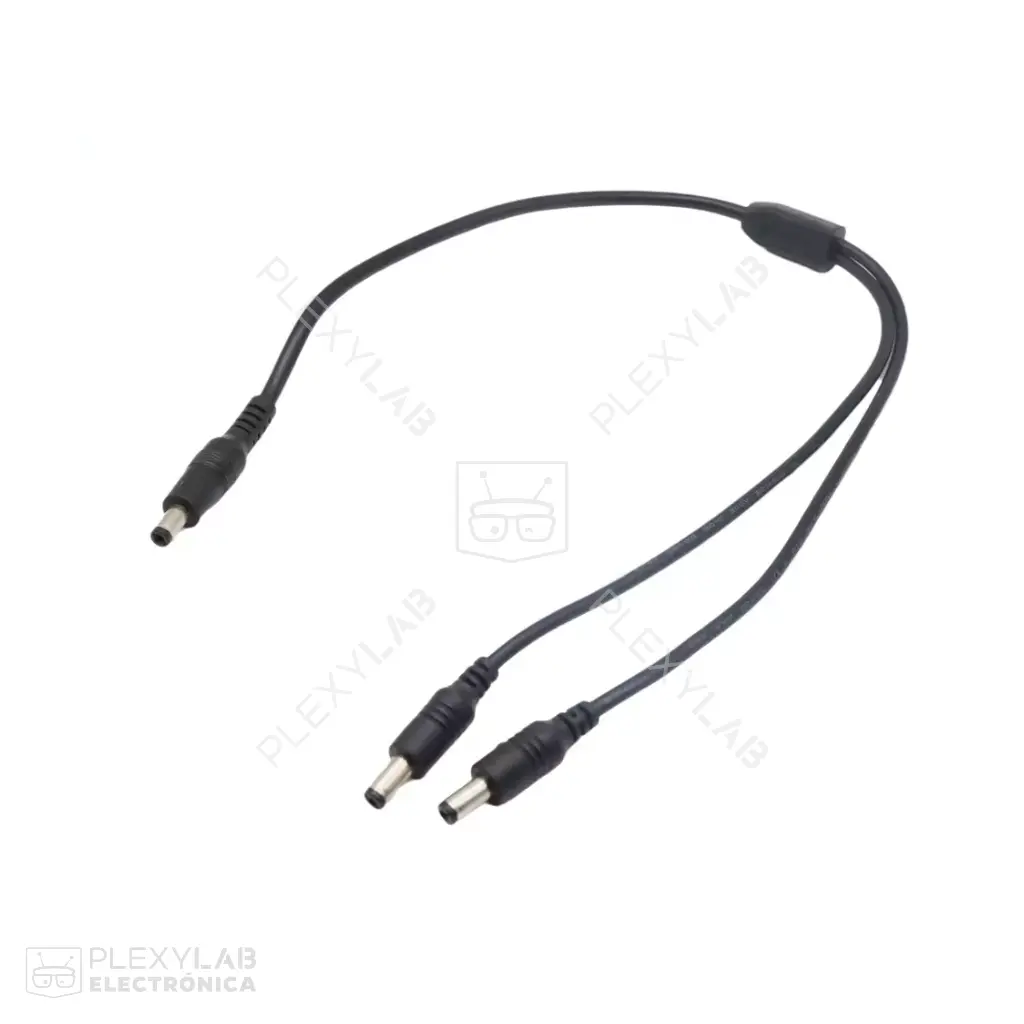 Cable divisor splitter de alimentación 1 a 2 conectores DC tipo Plug de 5.5x2.1 mm, conectores Macho-Macho