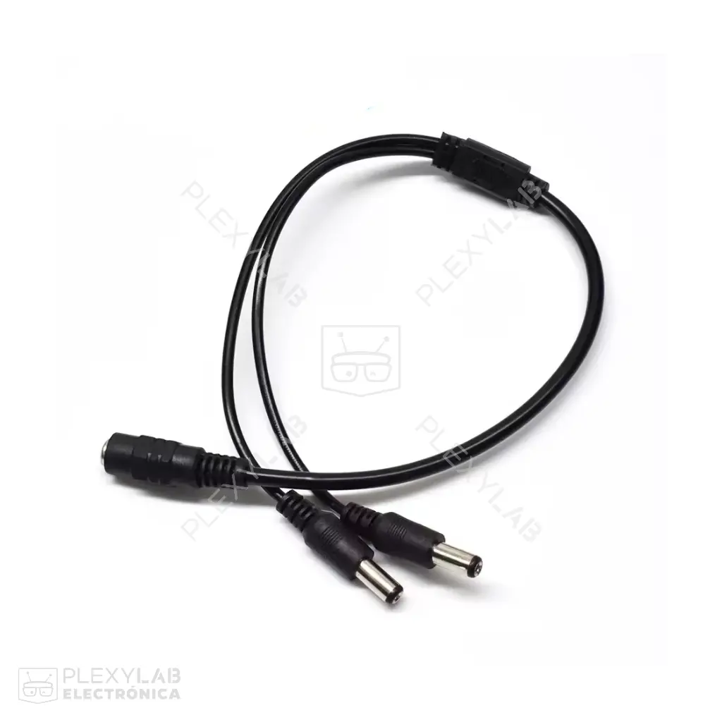 Cable divisor splitter de alimentación 1 conector hembra tipo Jack a 2 conectores macho tipo Plug, conectores DC 5.5x2.1 mm