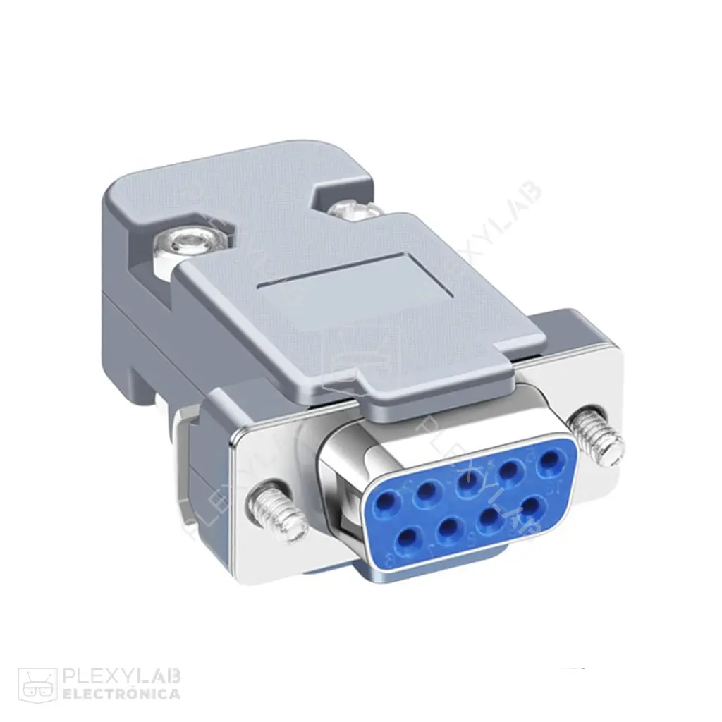Conector DB9 hembra con cubierta protectora para interfaz serial RS-232