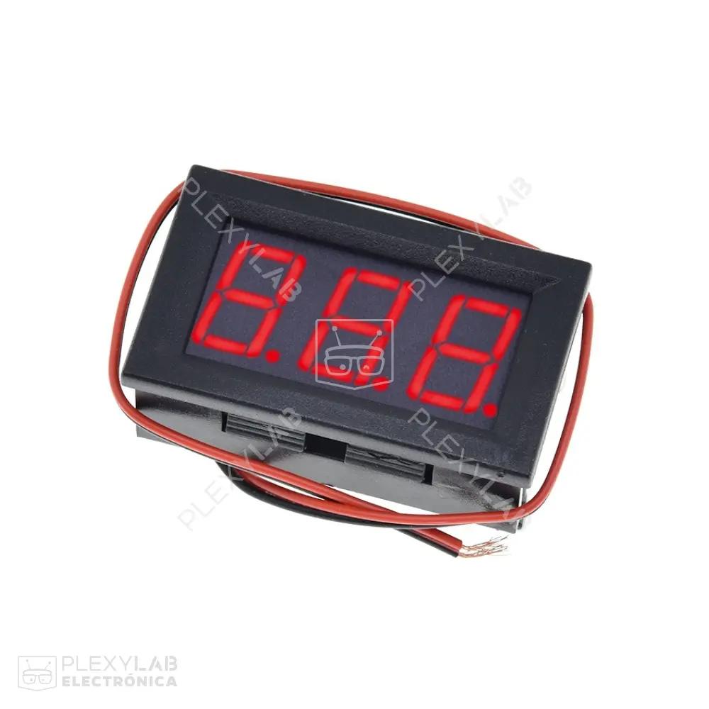 Módulo voltímetro digital pantalla LED color Rojo de 0.56 pulgadas, con case, para medición de voltaje en autos, motos y vehículos