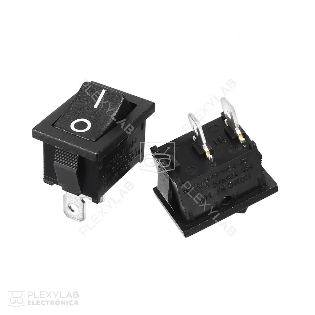 Interruptor switch KCD1 de 21x15 mm de 2 pines color Negro, 6A/250VAC, 10A/125VAC