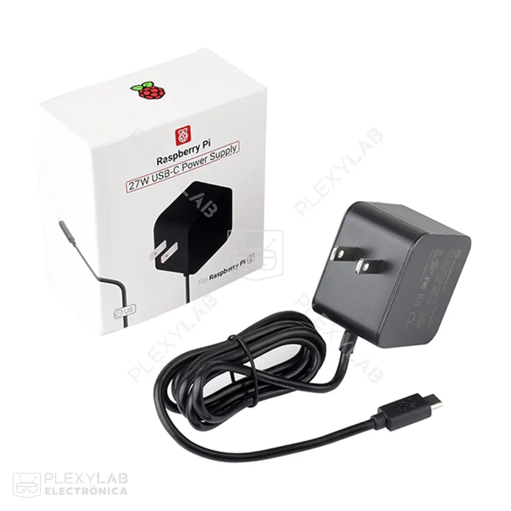Fuente, cargador oficial para Raspberry Pi 5, 5.1V 5A 27W USB-C