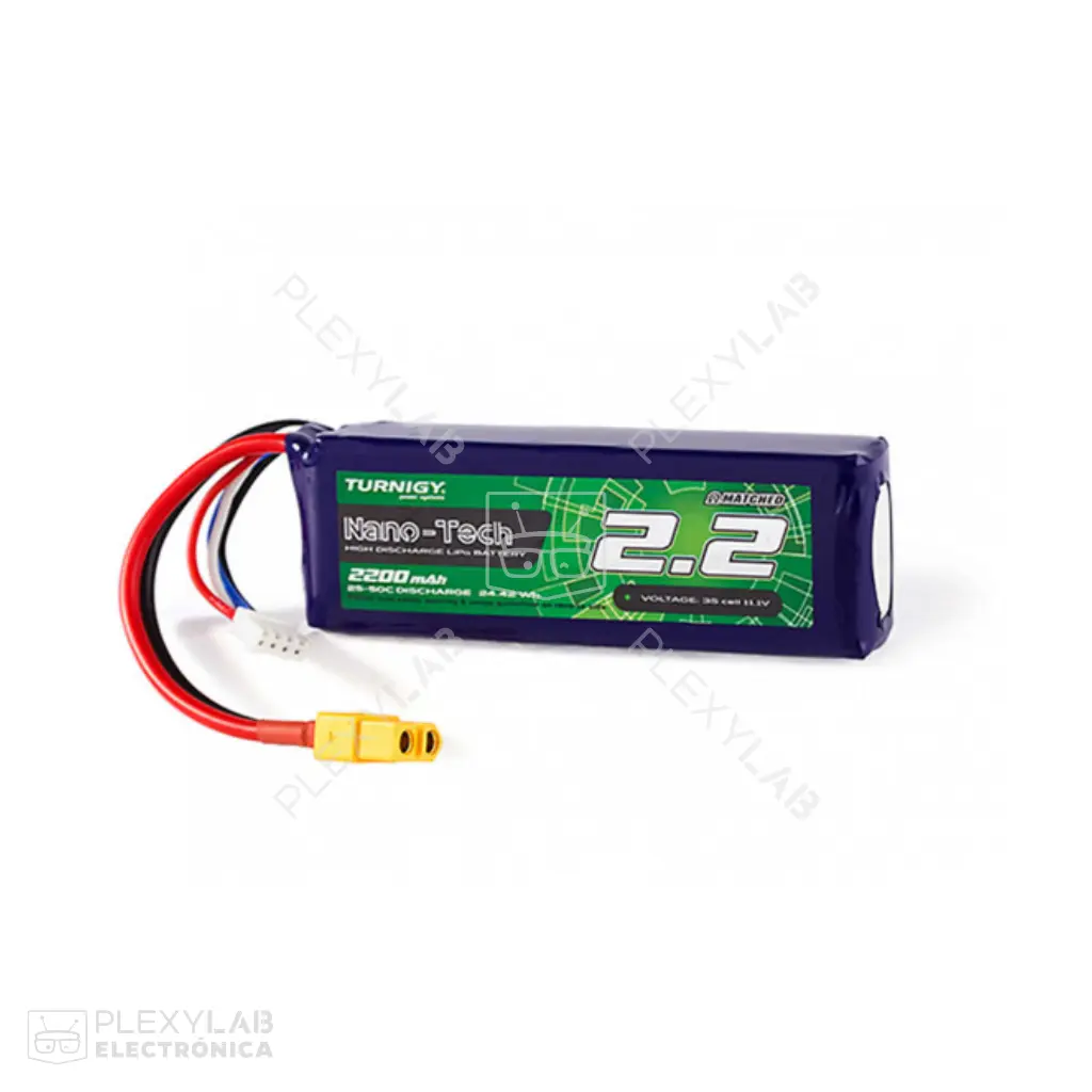 Batería de litio Lipo 3S 25-50C de 2200mAh Turnigy Nano-Tech de 11.1V 3 celdas 