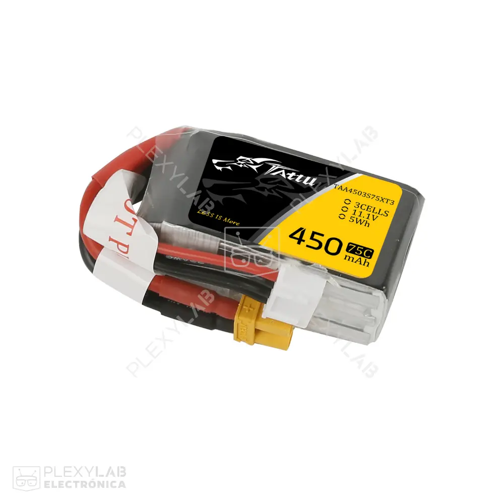 Tattu 450mAh 3S 75C 11.1V Batería de Lipo Litio de 3 celdas conector XT30