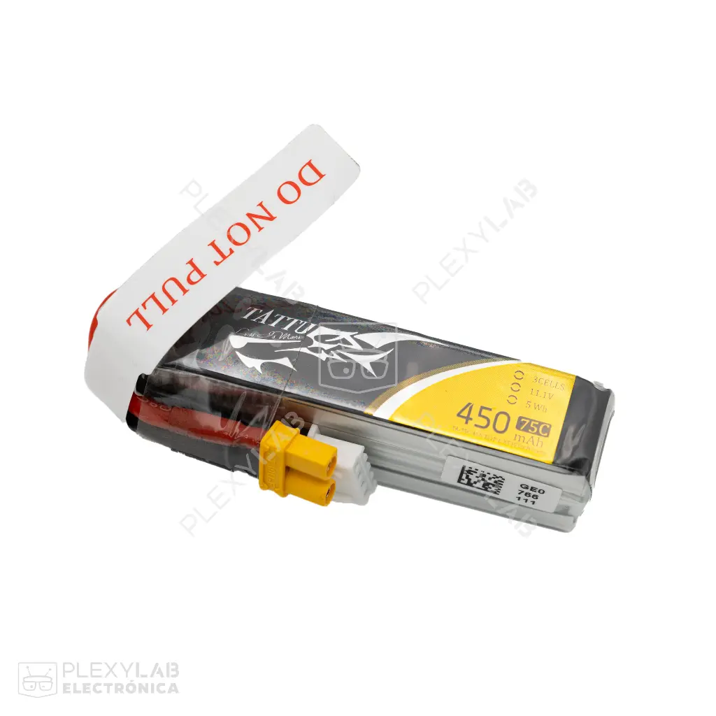 Tattu 450mAh 3S 75C 11.1V Batería de Lipo Litio de 3 celdas conector XT30