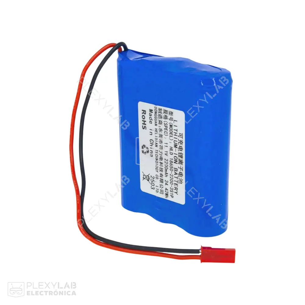 18650-3S1P 2200mAh 3S 1C 11.1V 24.42Wh Batería Li-Ion Litio de 3 celdas conector JST 2.54mm