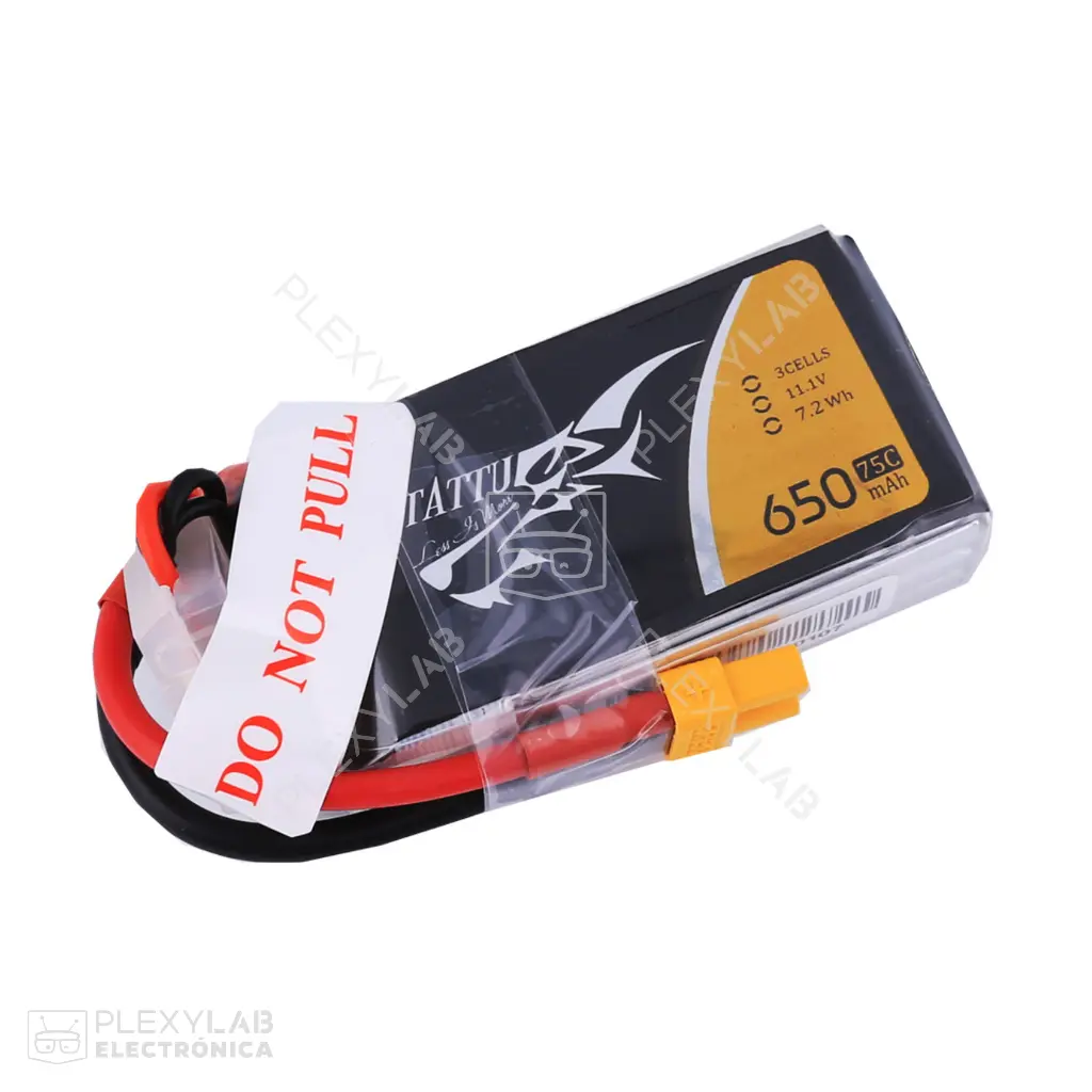 Tattu 650mAh 3S 75C 11.1V Batería de Lipo Litio de 3 celdas conector XT30