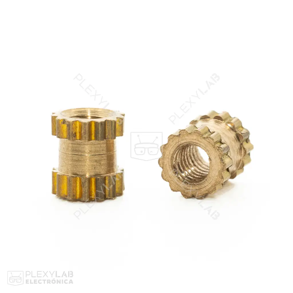 Inserto roscado latón M2x4x3.5mm para plástico, tuerca insertable de precisión 