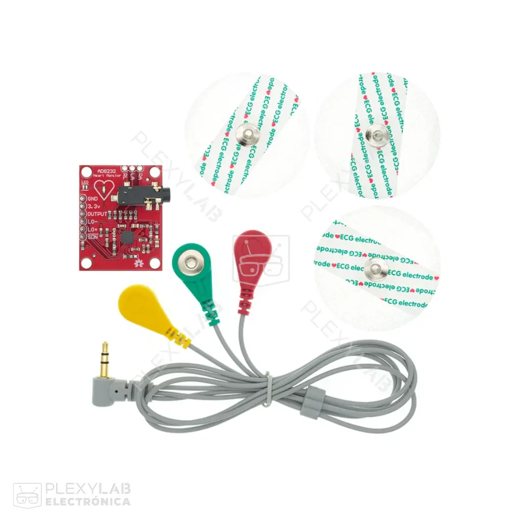 Módulo ECG AD8232 para medición de pulso/ritmo cardíaco | PLEXYLAB