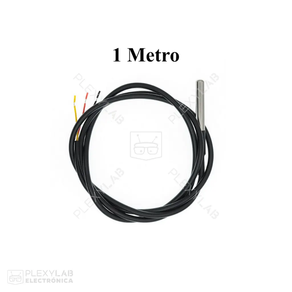 Sonda sensor de temperatura DS18B20, longitud 1 metro | PLEXYLAB