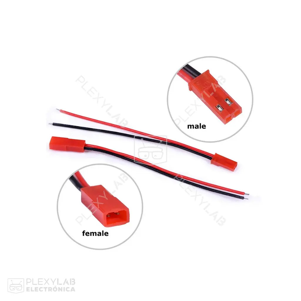Par de cables con conector JST RCY (SYP y SYR) de 2 pines, espaciado 2. ...
