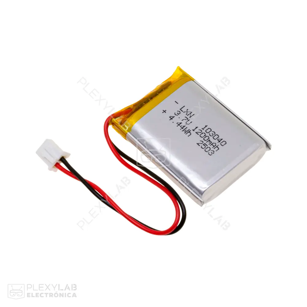 103040-1S 1200mAh 1S 3.7V 2C 4.44Wh Batería Li-Ion Litio de 1 celda conector XH2.54